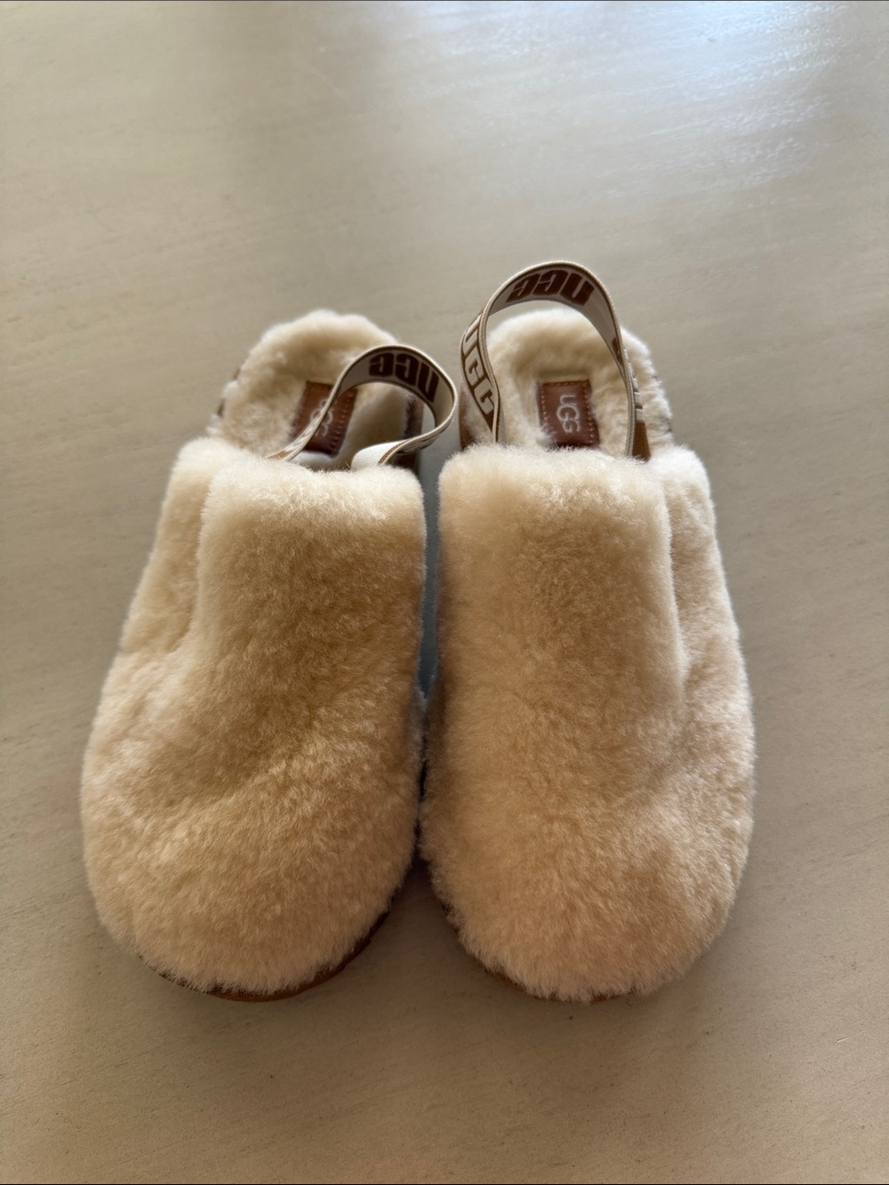 UGG Kids Cream Shearling Backstrap Clog Slippers